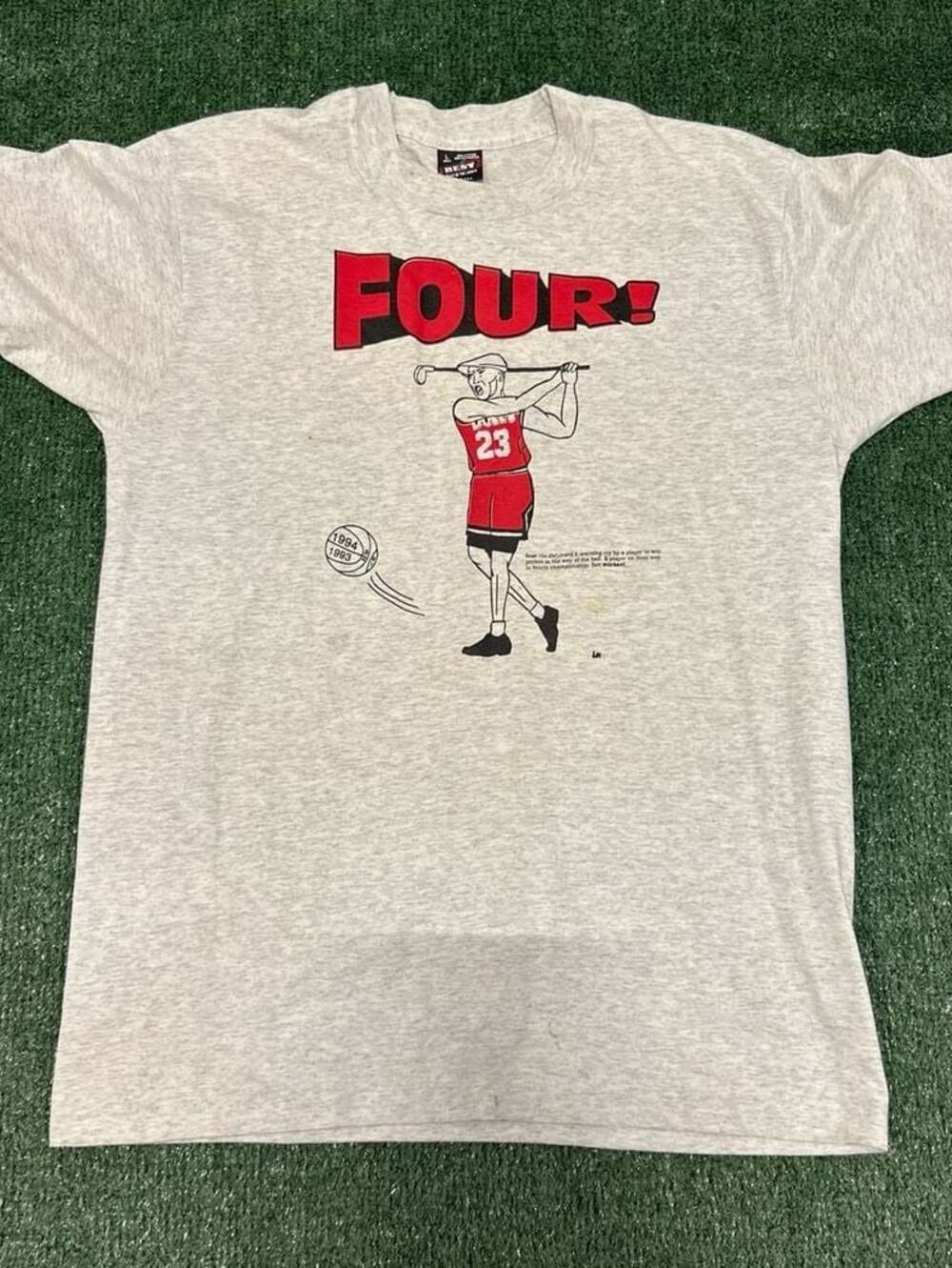Vintage 90s Michael Jordan FOUR! Golf Parody T-Shirt Chicago Bulls